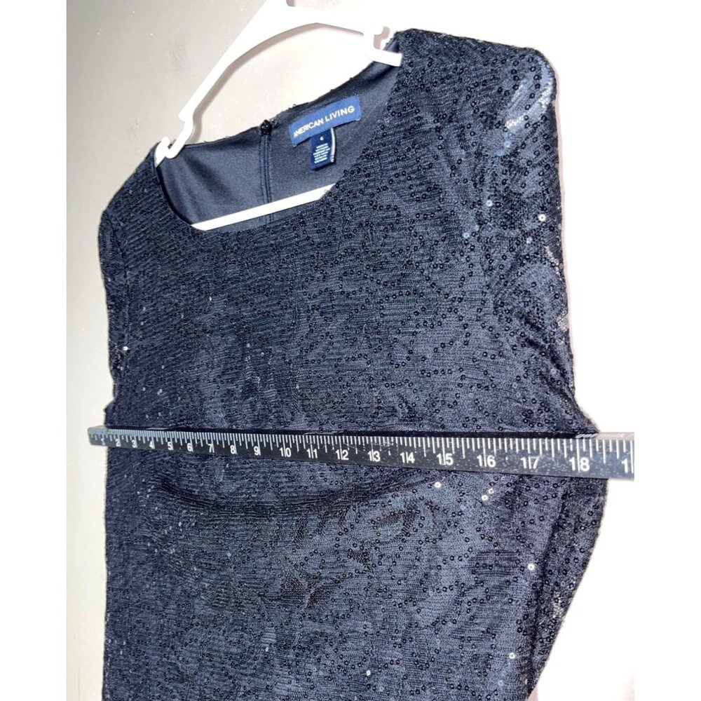 American Living Dress Black Sequin Lace Pencil Whimsygoth Cocktail Dark Womens 6 - Picture 6 of 11